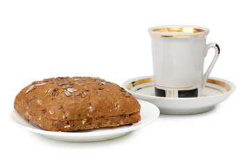 Coffee mug and bread