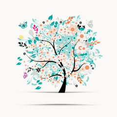 Naklejka premium Gift card design with floral tree
