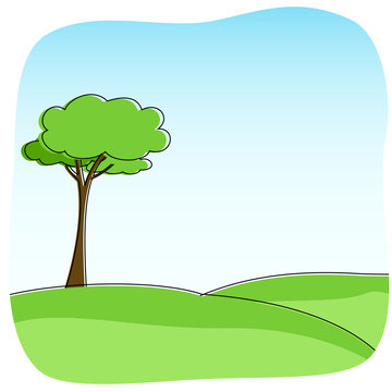 natura - collina con albero verde - green tree