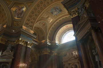 Sunbeam in St Stephans Basilica in Budapest Hungary