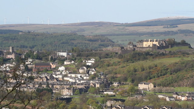 Stirling castle and windfarm Stirling Scotland