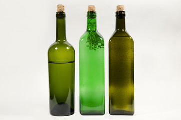Three glass bottles