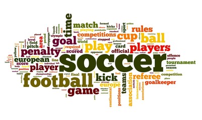 Soccer concept in word tag cloud