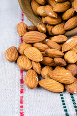 Almonds on a cloth