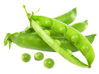 fresh peas isolated on white background