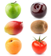 set fruit isolated on white background