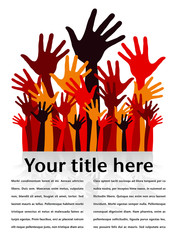 Large group of happy hands vector design.