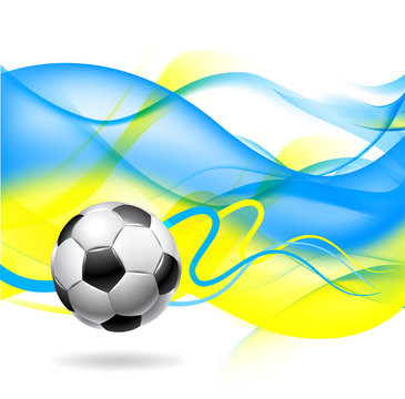 Abstract Illustration Fußball vor der Ukraina Flagge