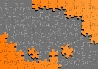 Orange jigsaw puzzle vector background