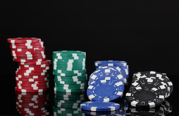 Casino chips isolated on black