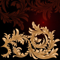 Calligraphic detailed golden floral branch