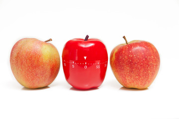 Gesunde Ernährung -Uhr und Apfel