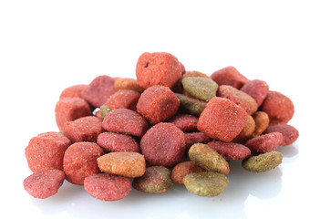 dry dog food isolated on white