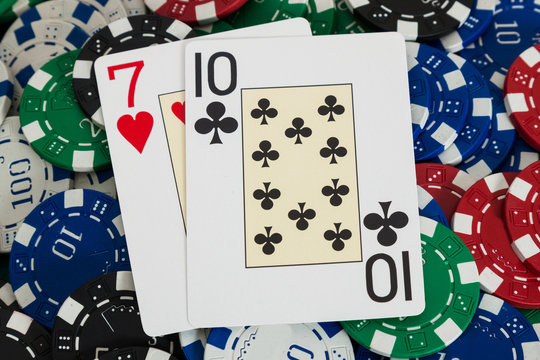 Bluff poker cards with chips