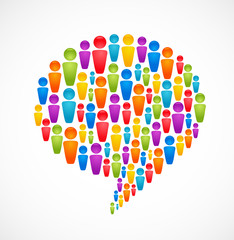 speech bubble with many abstract people