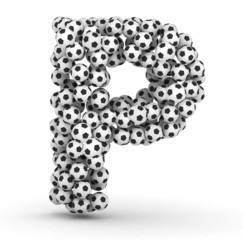 Letter P from soccer football balls