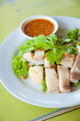 fresh steam fish with seafood sauce