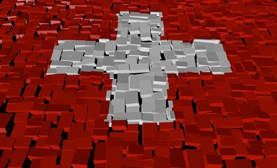 Swiss flag on blocks illustration