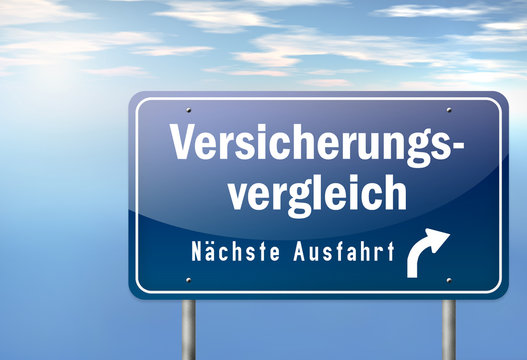 Autobahnschild "Versicherungsvergleich"