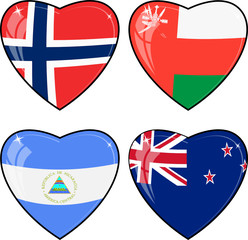 Set of vector images of hearts with the flags - 41074875