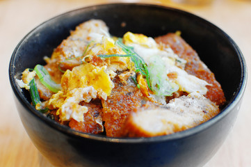 Rice and fried pork with sauce