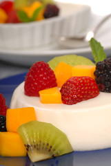Coconut Panna Cotta with tropical fruit