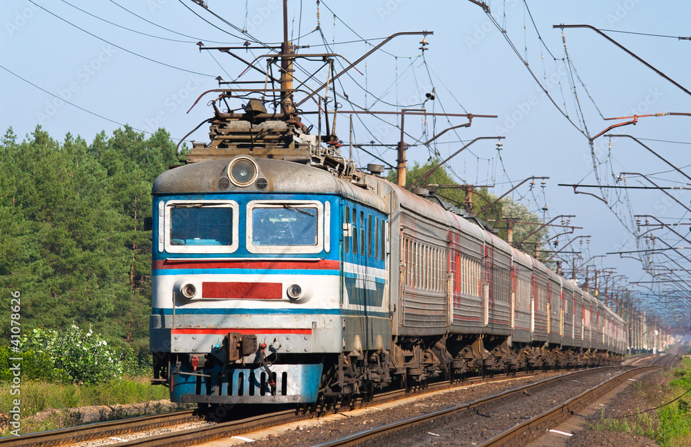 Sticker Passenger train hauled by electric locomotive