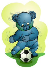 bear playing soccer