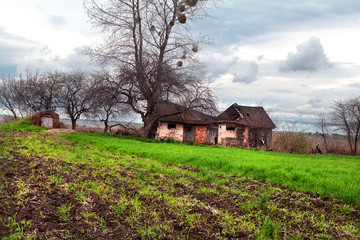 abandoned house and storm