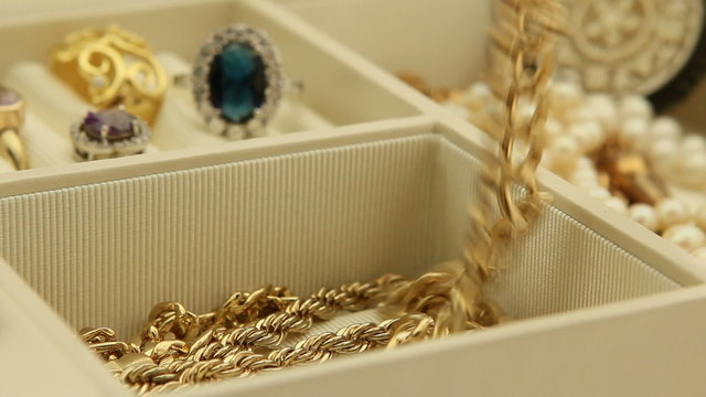 Gold Jewelry in a jewelry box