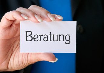 Beratung Karte mit Hand