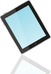 Black vector tablet pc with blue screen