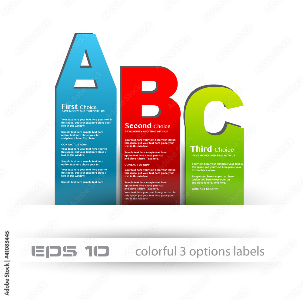 Poster paper style labels with 3 choices. ideal for web usage