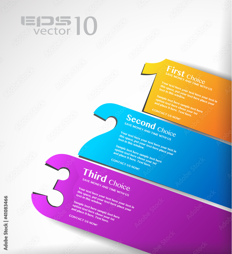 Fototapete paper style labels with 3 choices. ideal for web usage.