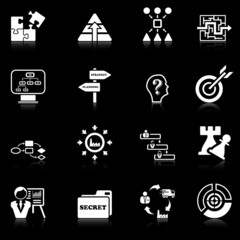 Business strategy icons - black series