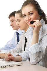 Friendly customer service consultants working