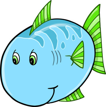 Cute Blue Fish Vector Illustration