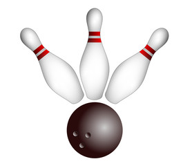 Bowling pins with ball