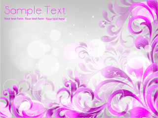 Floral background with pink glitters.
