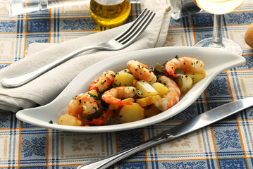 Gamberi e patate Shrimps and potatoes