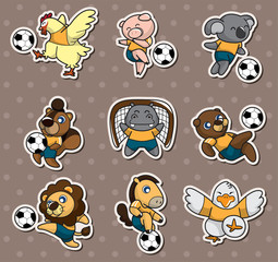 cartoon animal soccer player stickers