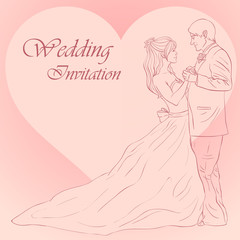 Bride and groom wedding card