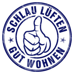 schlau lüften gut wohnen stempel button