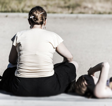 Fat Teenager Girl In The Park