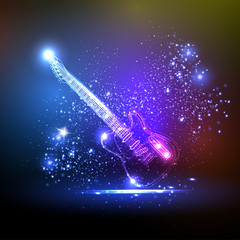 neon light guitar, grunge music - 41090429