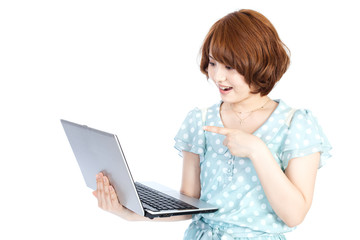 Fototapeta premium Beautiful asian woman using a laptop computer