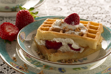 Waffel mit Quarkcreme