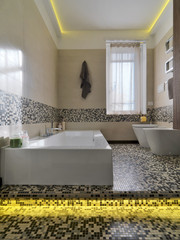 vasca da bagno in bagno moderno e mosaico
