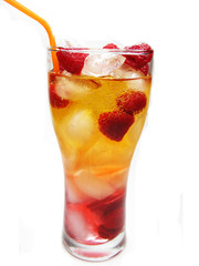 fruit cocktail smoothie with raspberry