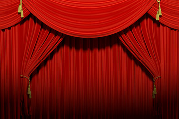 Red stage theater velvet drapes - 41098290